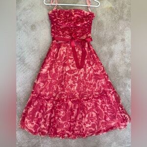 BCBG MAXAZRIA Y2K strapless tulle midi dress size XS Seen on Hannah Montana show